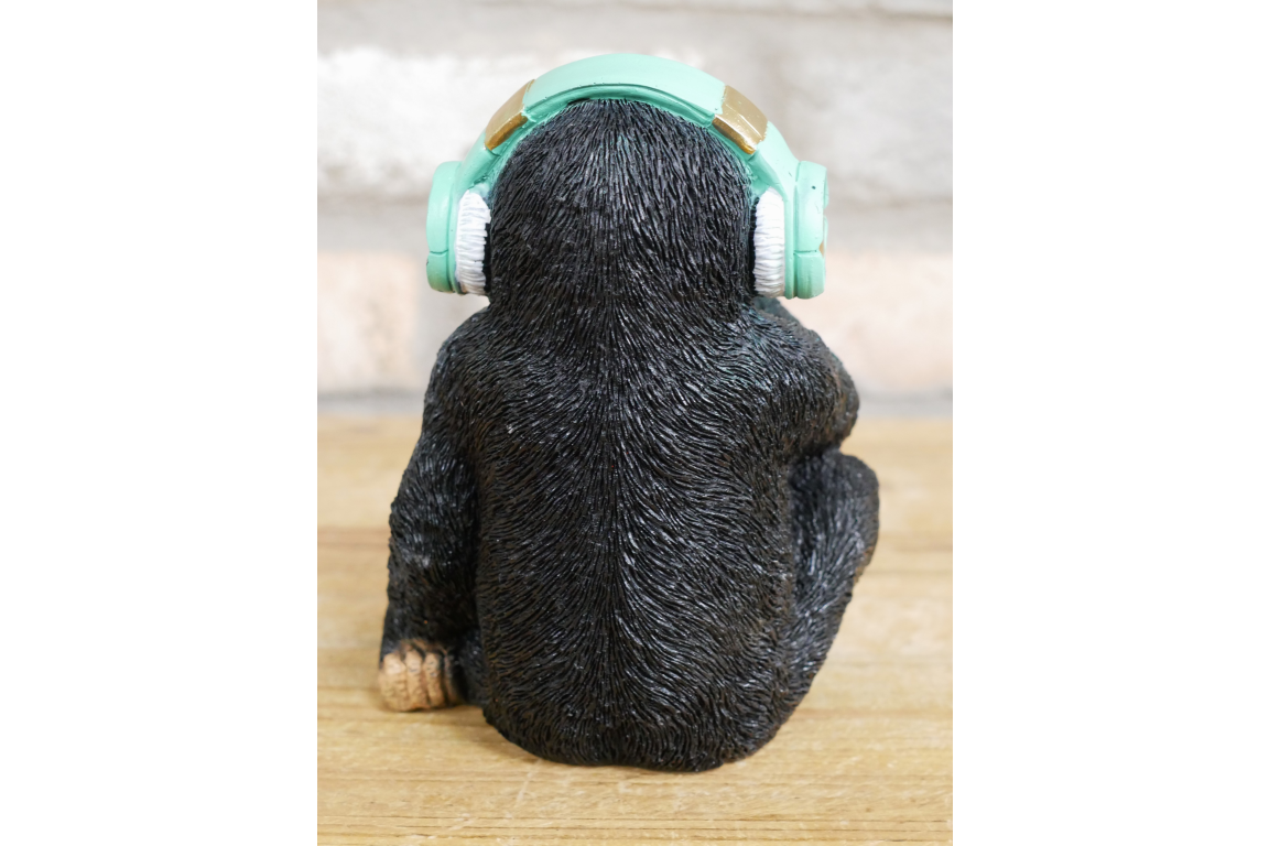 Monkey Ornament Wearing Headphones
