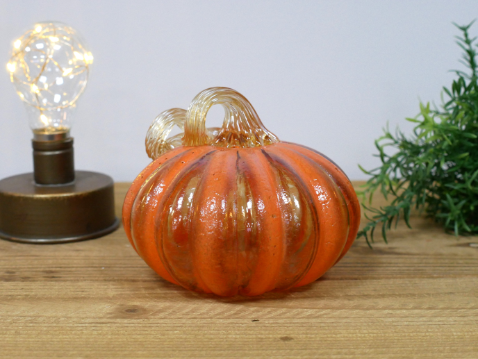 Luxury Glass Pumpkin Orange Stripe