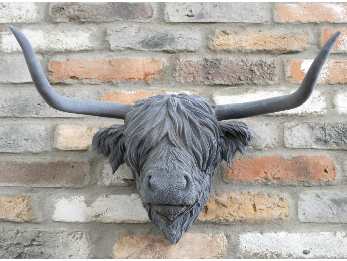 Matt Grey Velvet Cow Head