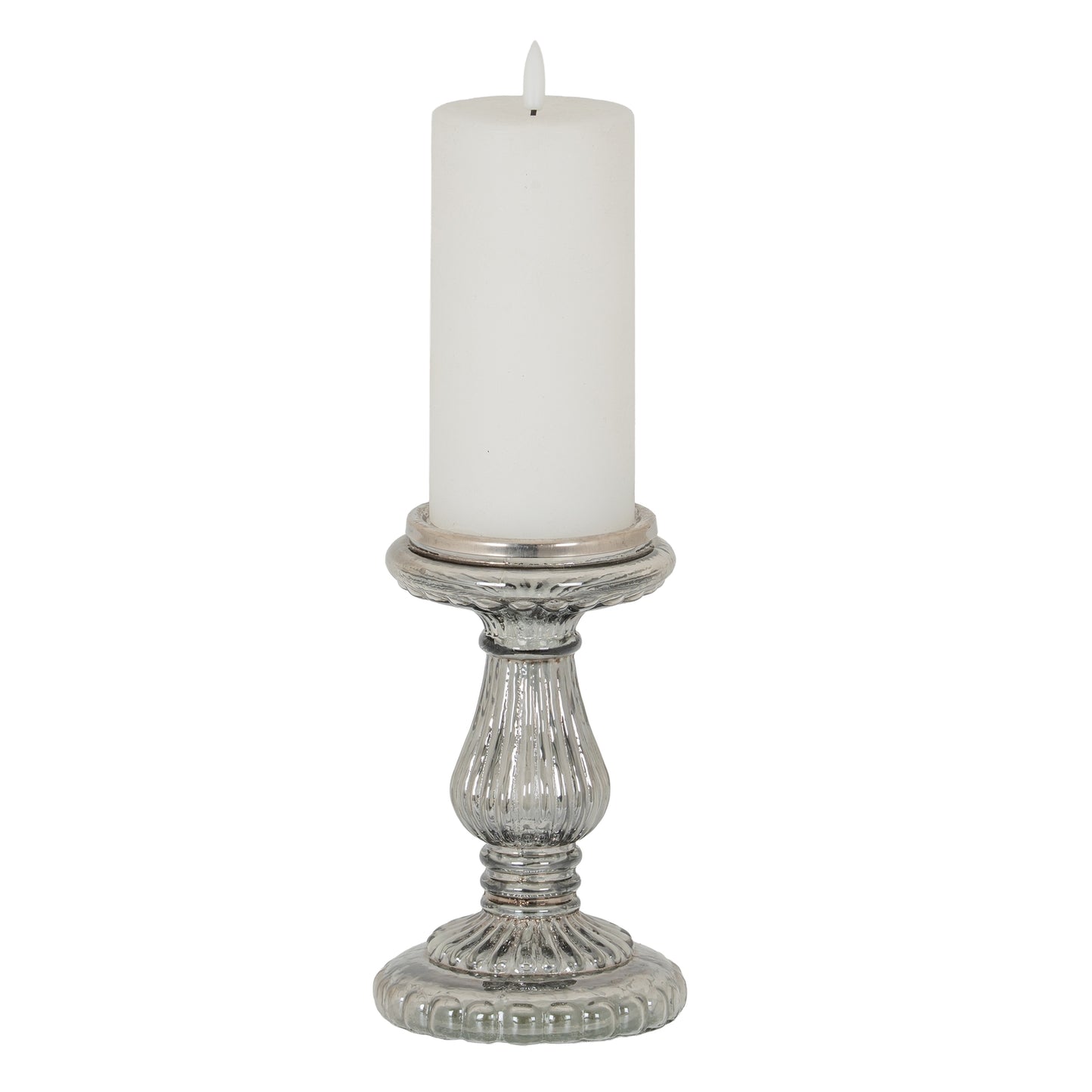 Smoked Midnight Pillar Candle Holder 18cm