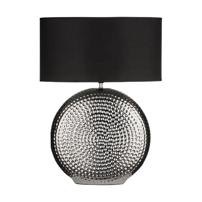 Large Evette Hammered Chrome Finish Table Lamp