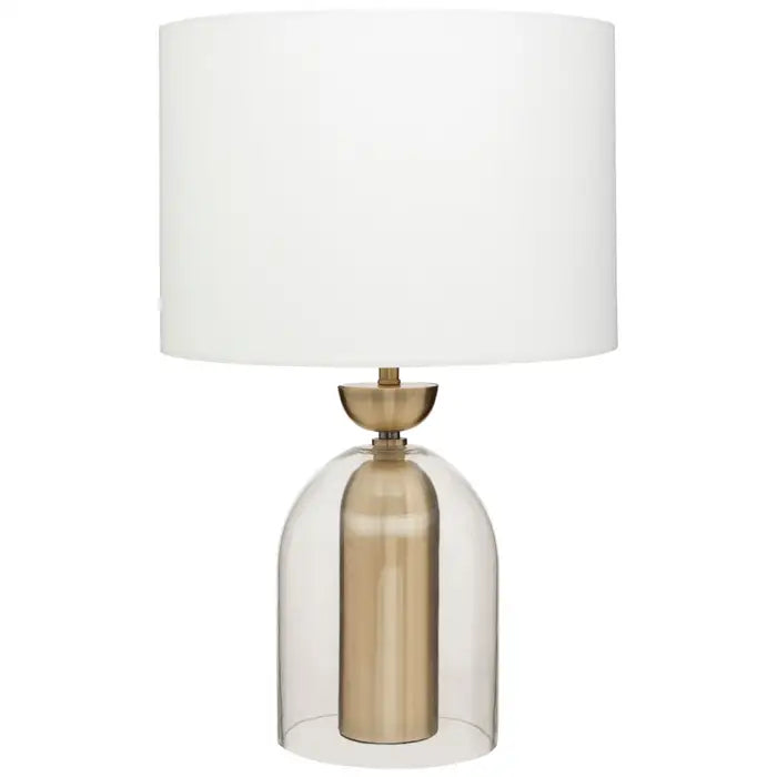 Sellis 55.5cm Glass And Brass Finish Table Lamp With White Shade