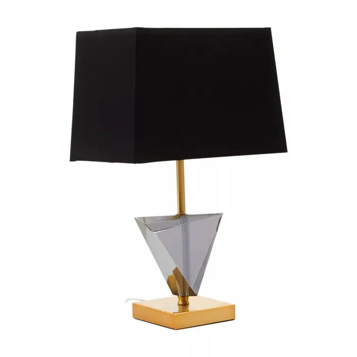 Halina Smoked Crystal Table Lamp with Gold Metal