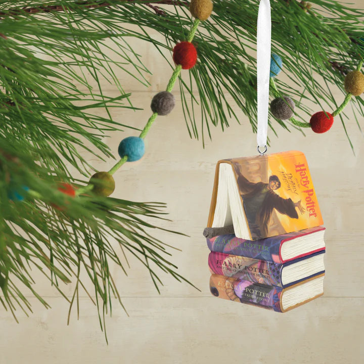 Collectable Harry Potter™ - Stacked Books with Wand Ornament