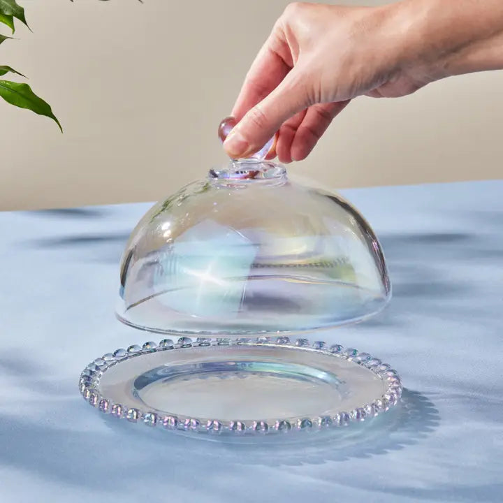 Heart Collection Glass Cake Dome, 19cm, Clear