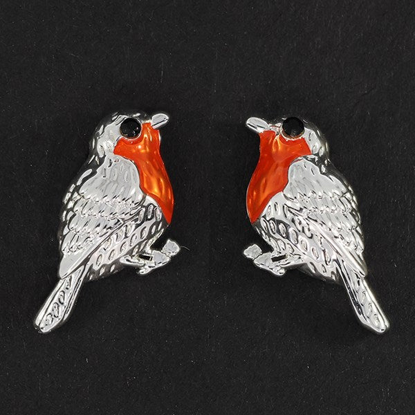 Robins Appear Silver Plated Stud Earrings