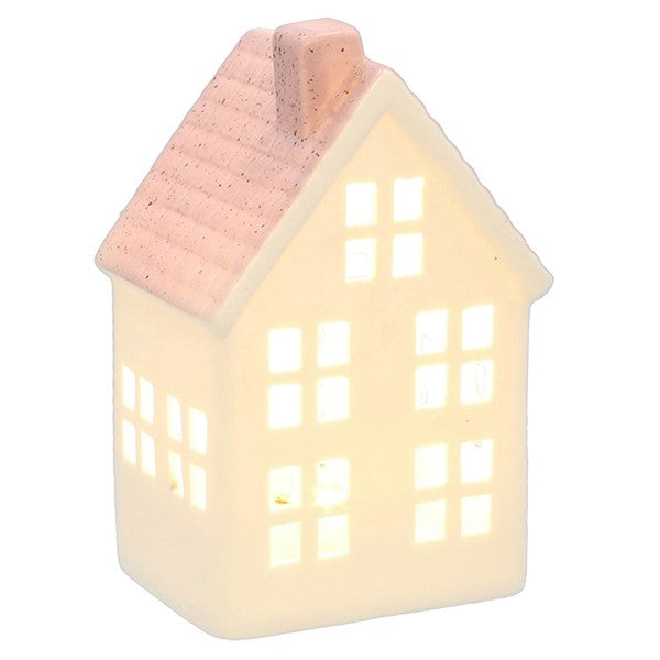 White LED House with Pink Roof