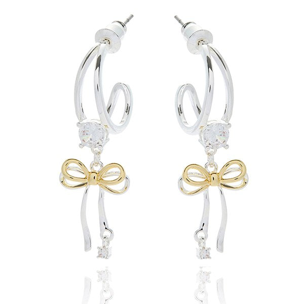 Eternal Bow Two Tone Bow Crystal Earrings in Gift Box
