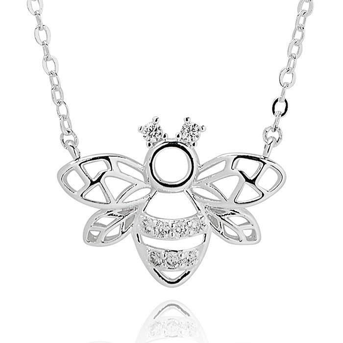 Honey Bee Outline Silver Plated Necklace