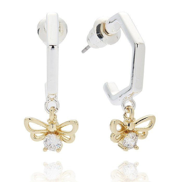 Honey Bee Modern Honey Comb Two Tone Earrings