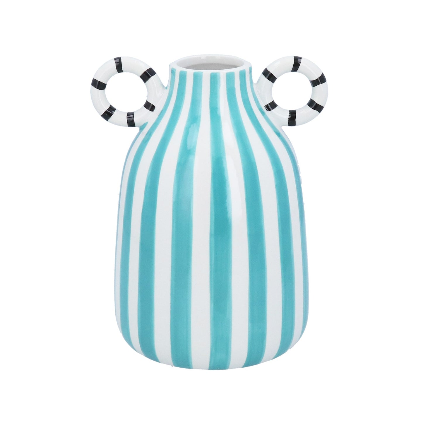 Ceramic Decorative Vase 20cm - Teal Stripe Modernist