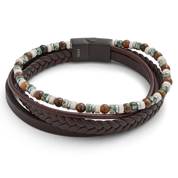 Men 4 In 1 Leather Bead Bracelet