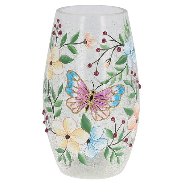 Crackle Pretty Butterfly LED Vase