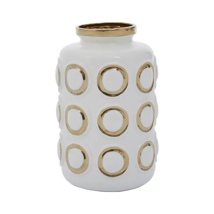 Curva White & Gold Ceramic Vase