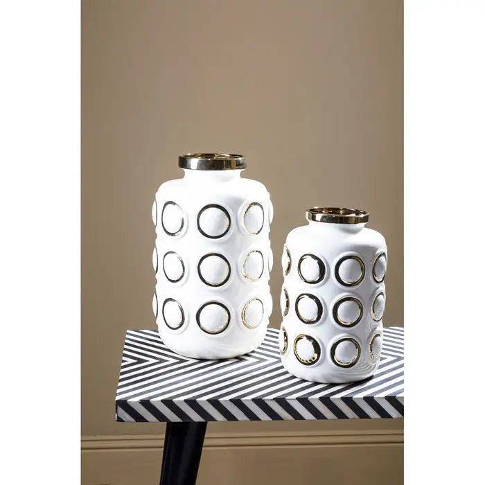Curva White & Gold Ceramic Vase