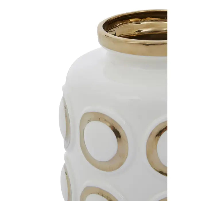 Curva White & Gold Ceramic Vase