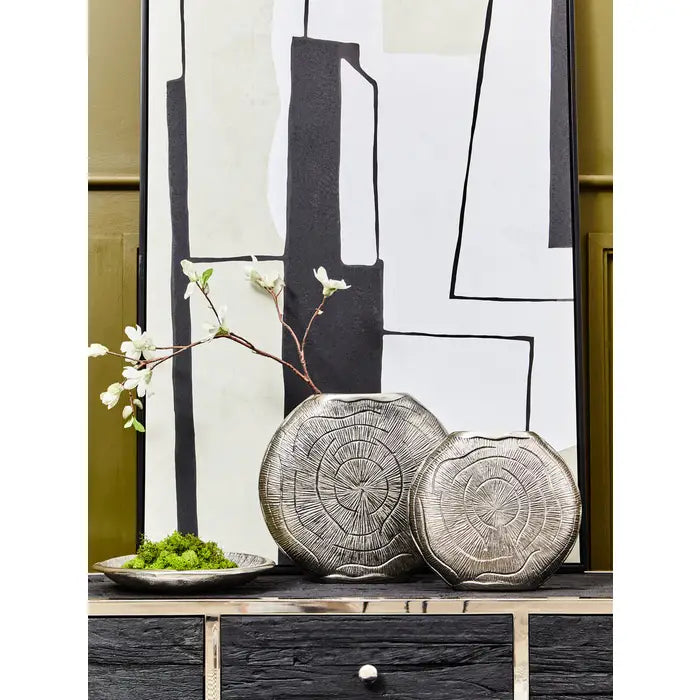 Silva Small Oak Effect Silver Finish Vase