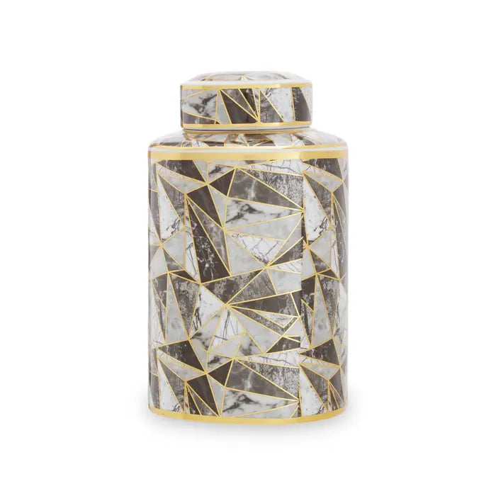 Doria Ceramic Jar with abstract geometric patterns