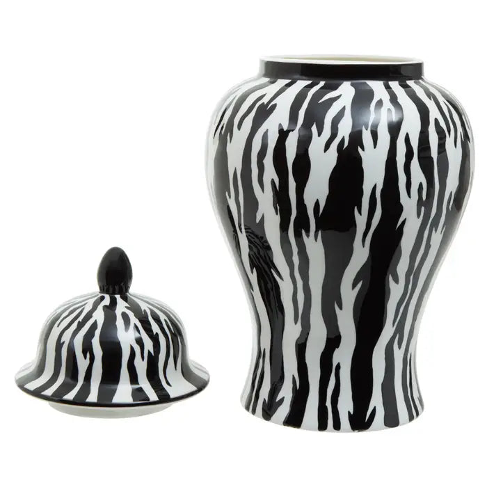 Marmo Ceramic Black & White Ginger Jar