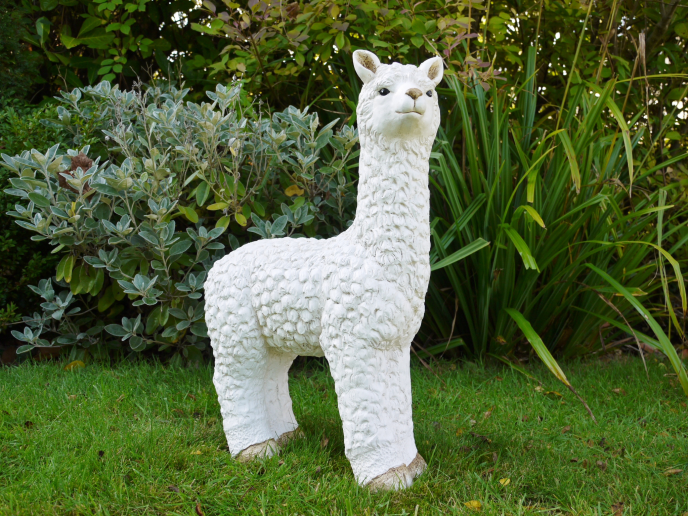 Adorable White Llama Garden Ornament