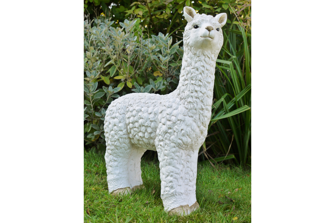 Adorable White Llama Garden Ornament