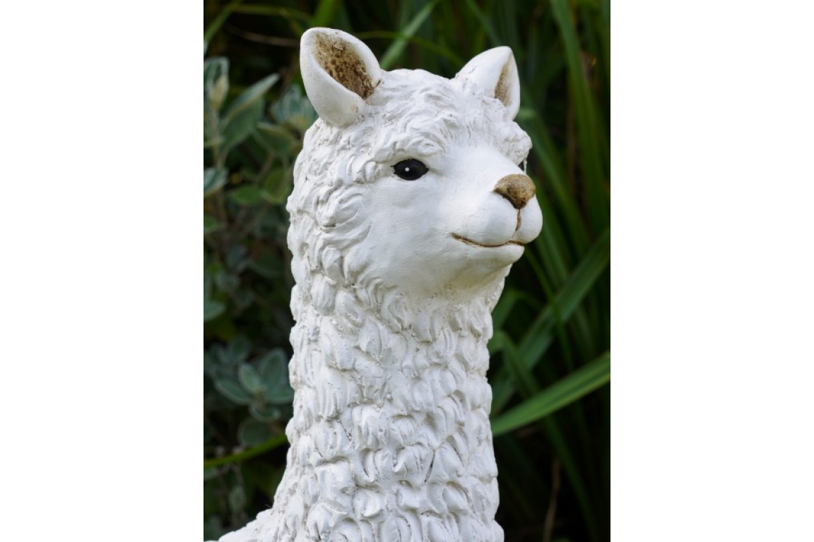 Adorable White Llama Garden Ornament