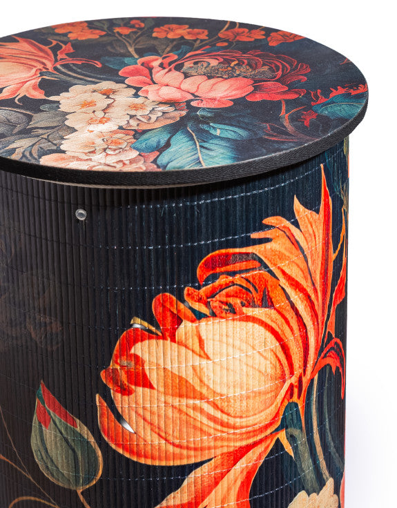 Floral Boho Bamboo Side Table 70cm