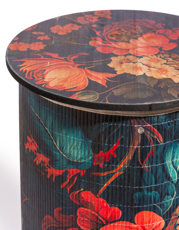 Floral Boho Bamboo Side Table 60cm
