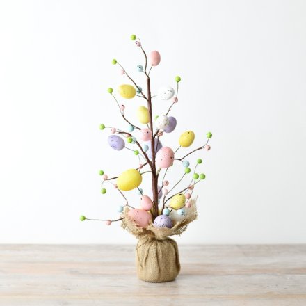 Pastel-hued Decorated Easter Egg Tree