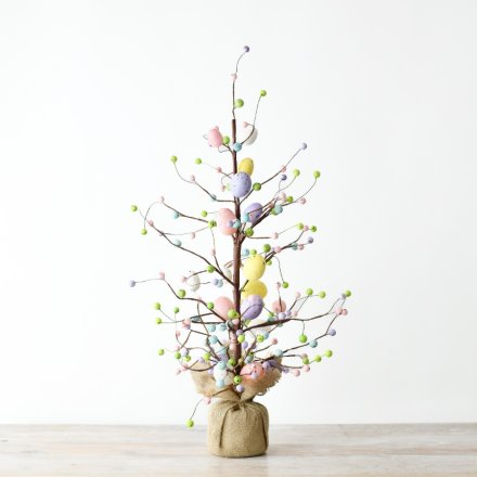 Pastel-hued Decorated Easter Egg Tree