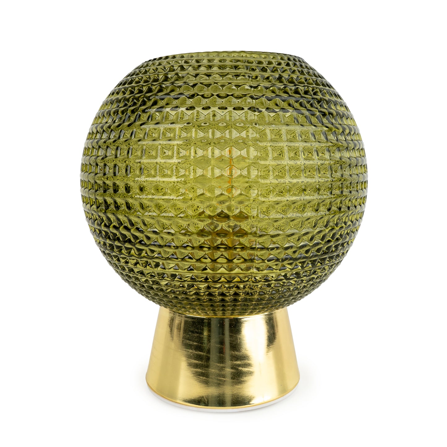 Green & Gold Glass Led 21cm Ball Lamp
