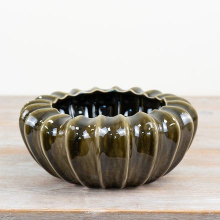25cm Olive Pod-Shaped Vase Bowl