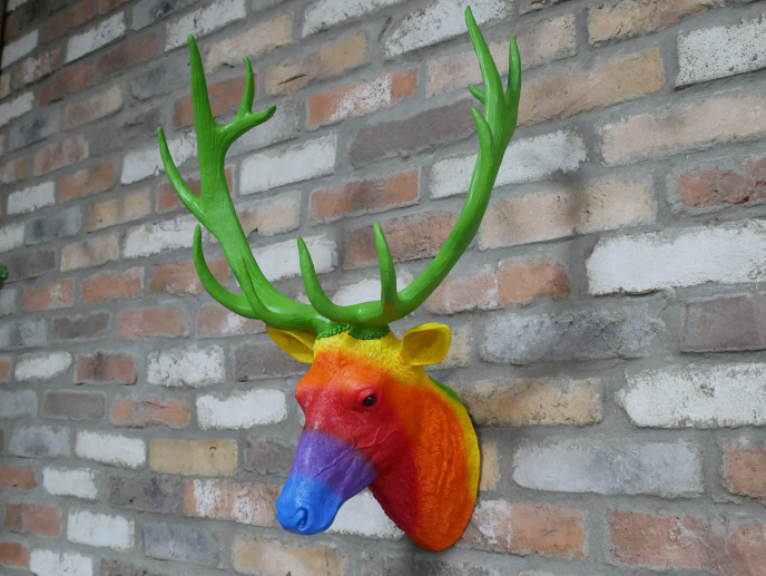Rainbow Stag Head Wall Mounting Statement Ornament
