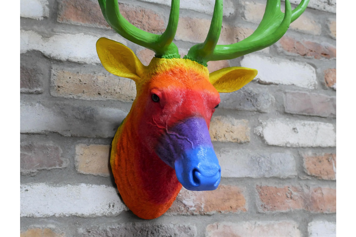 Rainbow Stag Head Wall Mounting Statement Ornament