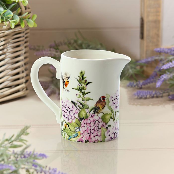 Ceramic Floral Feathered Bird Jug Full Wrap