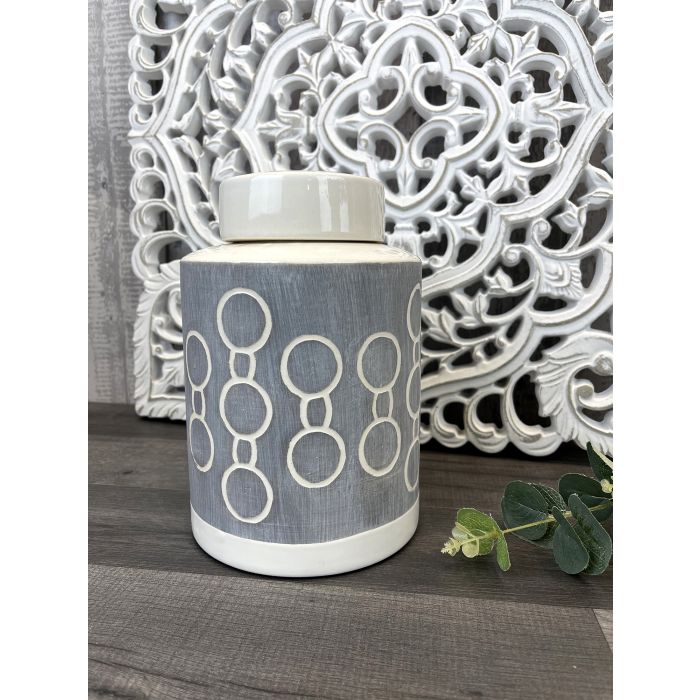Grey & White Ginger Jar