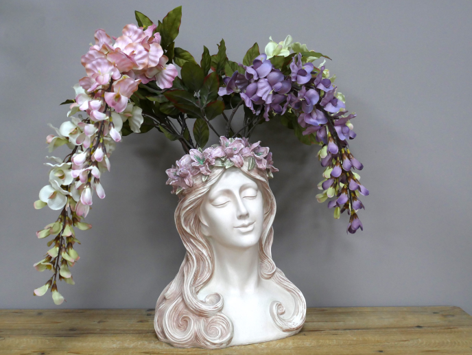 Floral Elegant Lady Head Planter