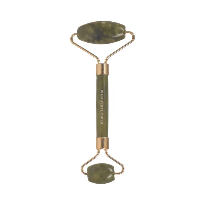 Jade Facial Roller & Headband Set - Green & White