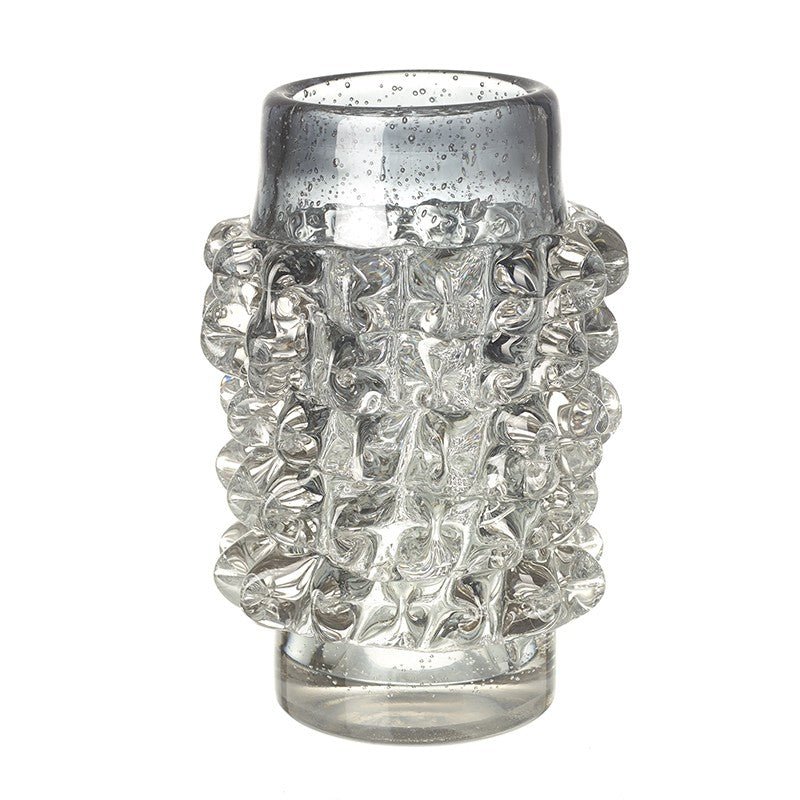 Tall Silver Grey Glass Vase