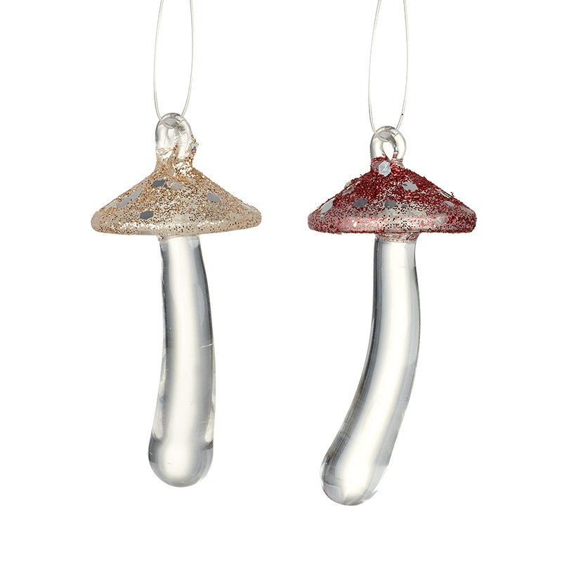 Glass Toadstool Hanging Decoration