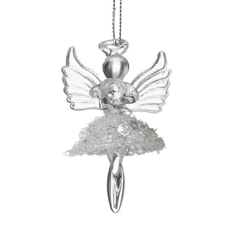 Glass Hanging Angel Holding Heart