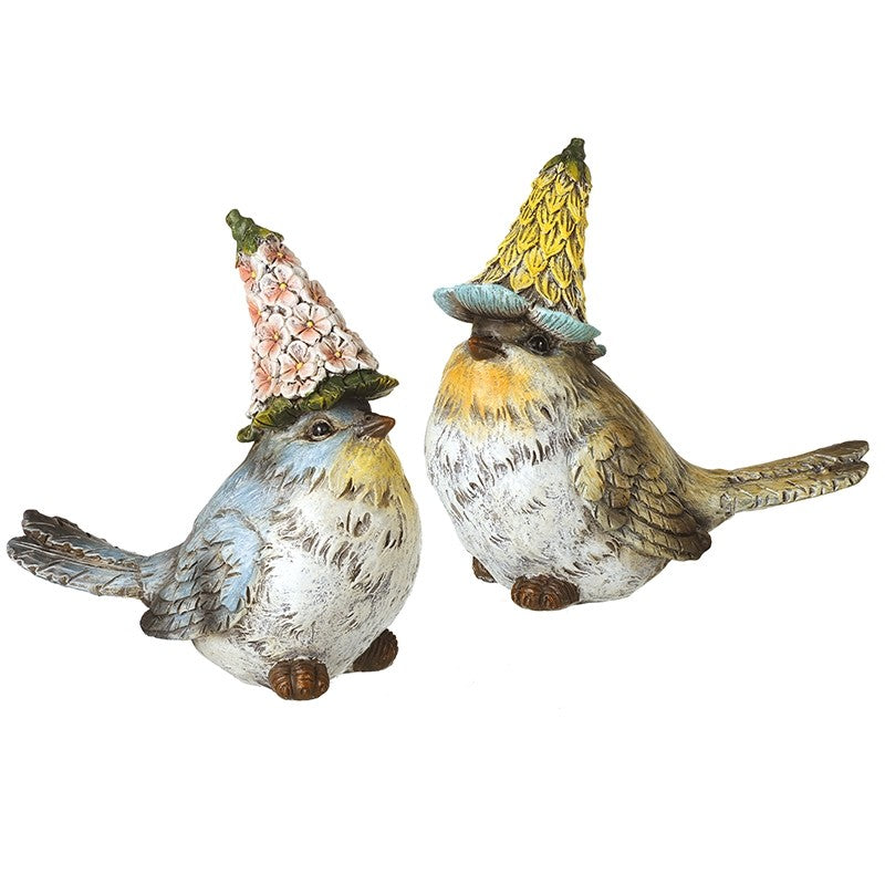 Resin Birds In Flower Hats