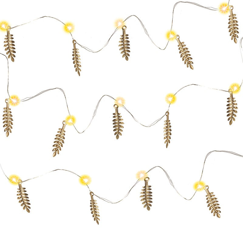 Light Up Metal Leaf Led Gold String Lights