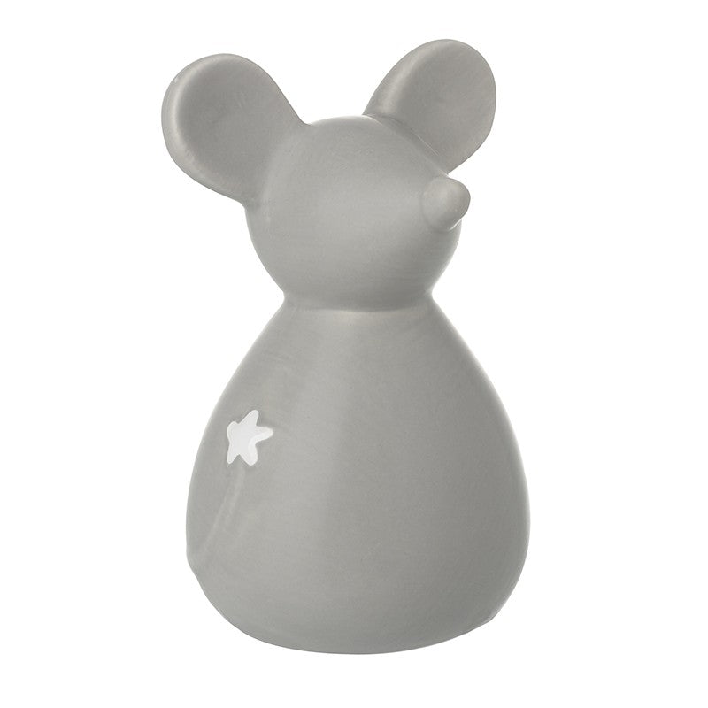Large Ceramic Standing Mouse Matt Grey 15.2cm