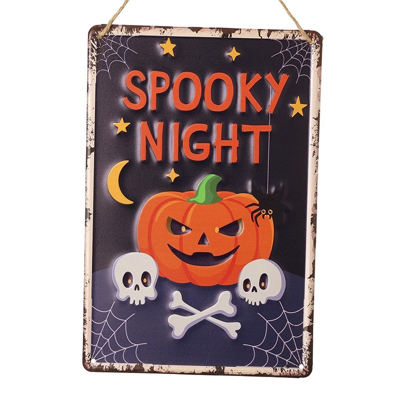 Hanging Spooky Night Metal Sign