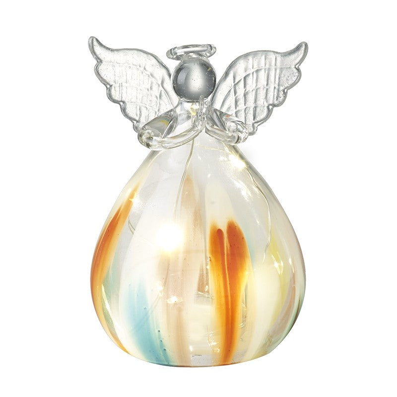 Light Up Amber Blown Glass Skirt Angel