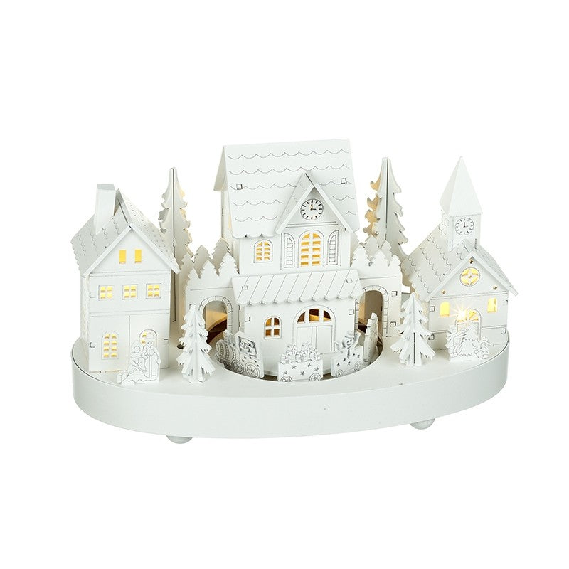 Wooden House W/Rotating Train