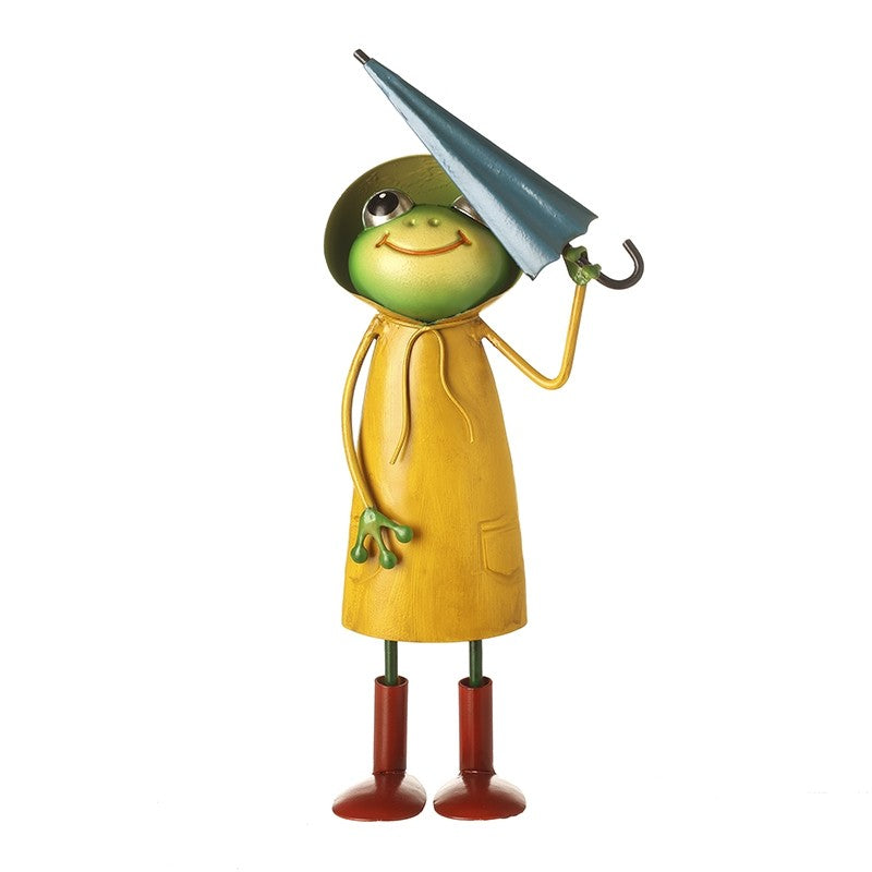 28.5cm Metal Frog in Yellow Coat with Red Boots