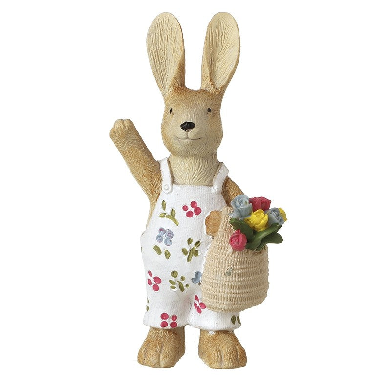 Resin Rabbit In Floral Apron Ornament