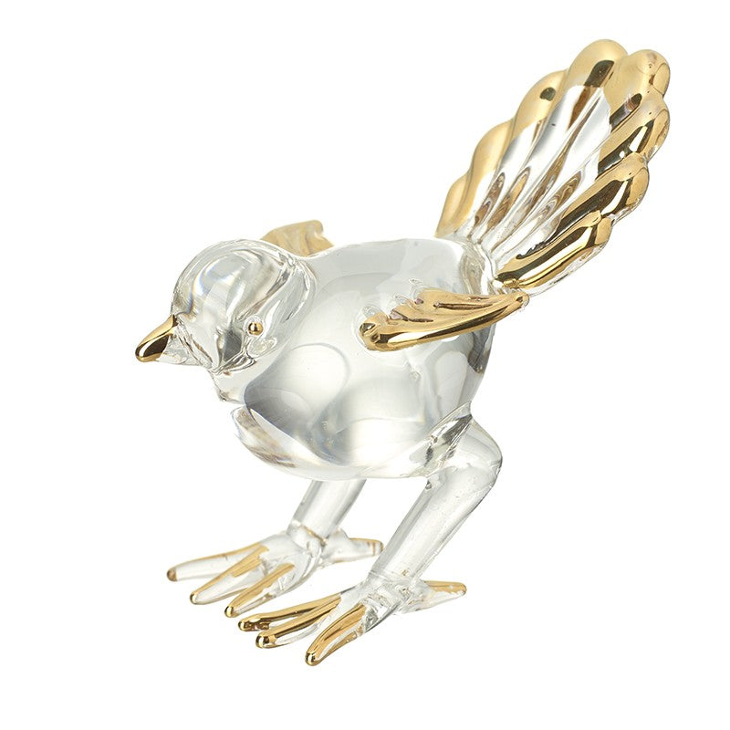 Clear & Gold Glass Bird